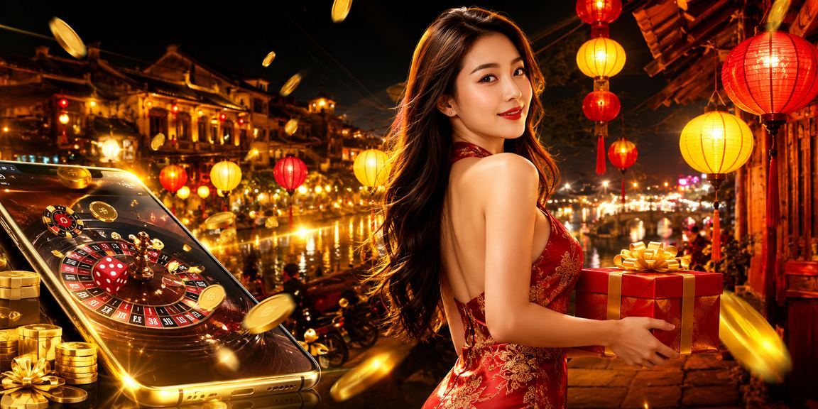 Khung cảnh giải trí casino tại Hà Nội với đèn lồng sắc xanh